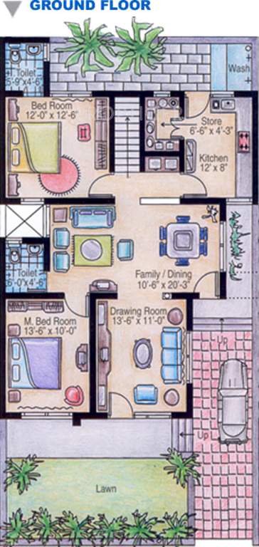 Karni Banshi Roop Rajat Enclave Ground Floor Plan (3BHK+3T)