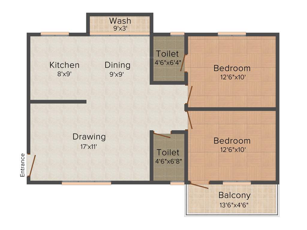 Tetra Green Aspire (2BHK+2T (1,111 sq ft) 1111 sq ft)