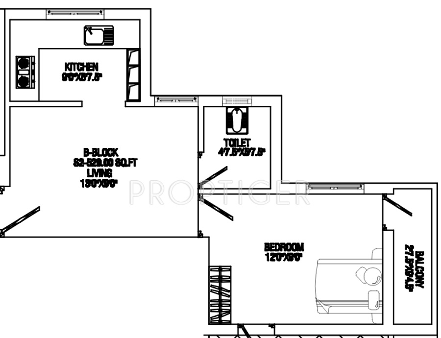 CC Venus (1BHK+1T (529 sq ft) 529 sq ft)