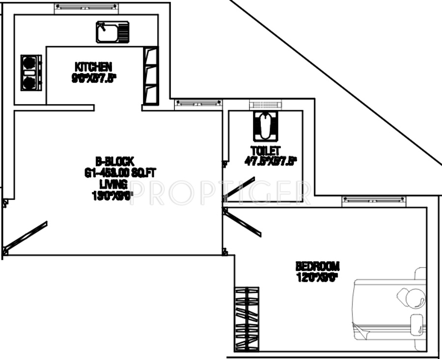 CC Venus (1BHK+1T (453 sq ft) 453 sq ft)
