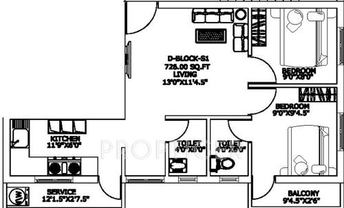 CC Auroville (2BHK+2T (726 sq ft) 726 sq ft)