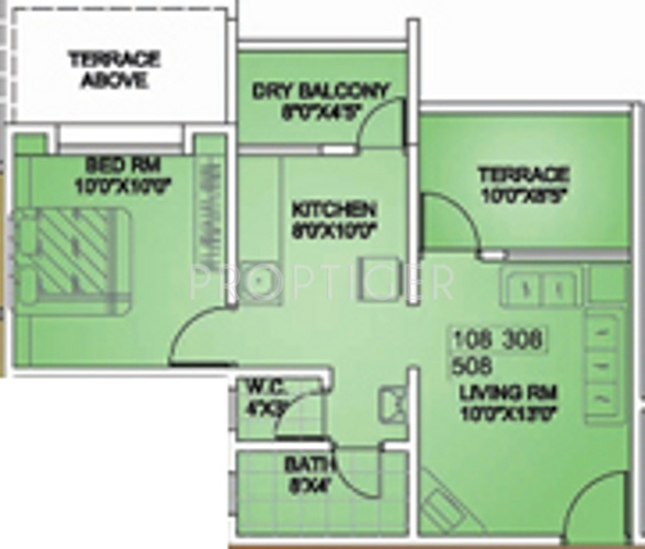 Tarangana Residency (1BHK+1T (628 sq ft) 628 sq ft)