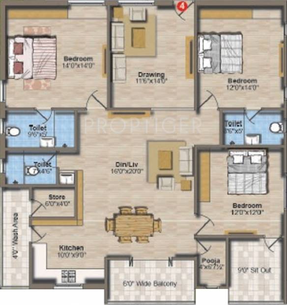 Gamut Creative Abode (3BHK+3T (2,145 sq ft) + Pooja Room 2145 sq ft)