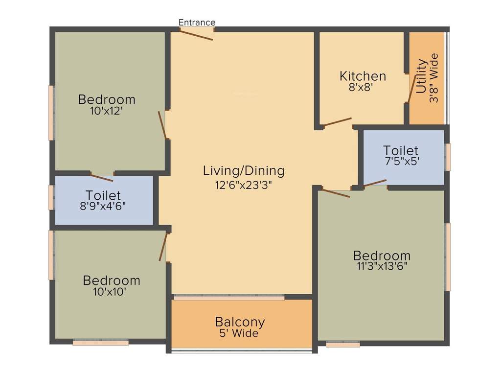 Anuhar Meda Heights (3BHK+2T (1,300 sq ft) 1300 sq ft)