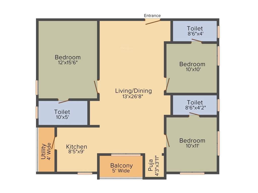 Anuhar Meda Heights (3BHK+3T (1,500 sq ft) 1500 sq ft)