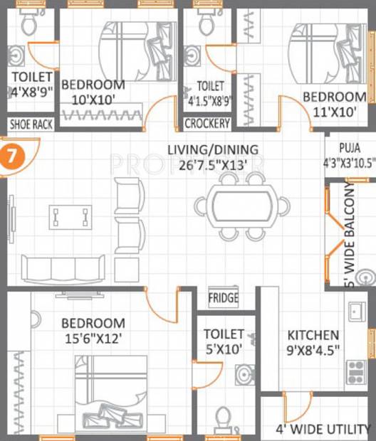  3 Bhk  House  Plan  In 1500  Sq  Ft 