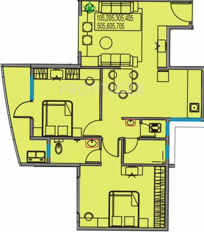Dhavel Windscapes (2BHK+2T (953 sq ft) 953 sq ft)