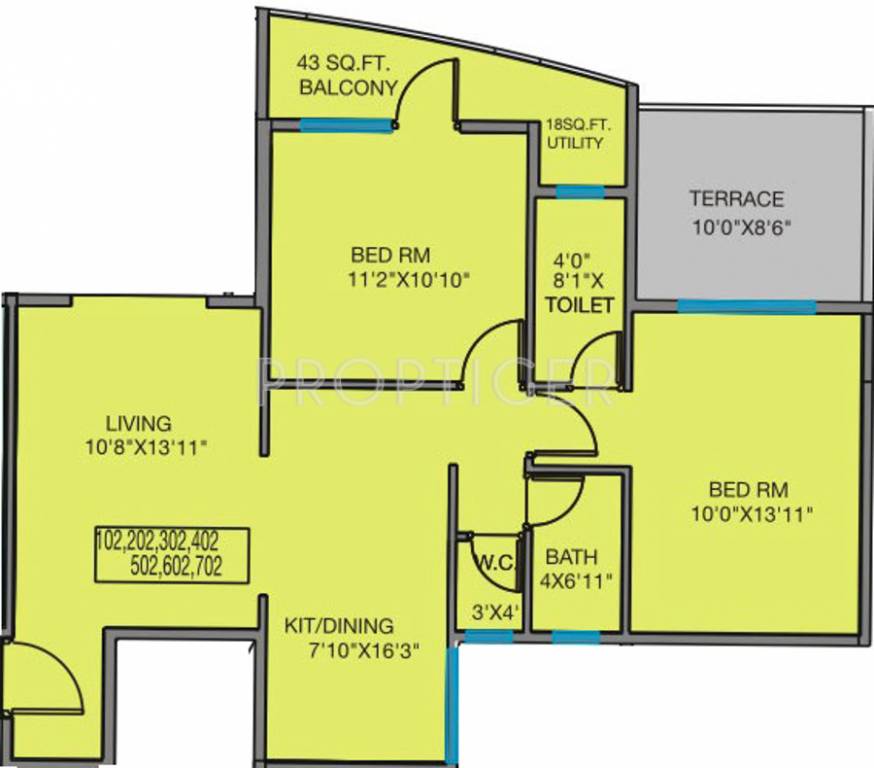 Dhavel Windscapes (2BHK+2T (1,013 sq ft) 1013 sq ft)
