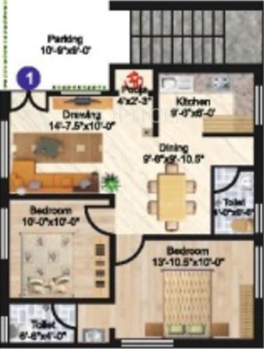 Surya Swarna Kuteer (2BHK+2T (890 sq ft) + Pooja Room 890 sq ft)