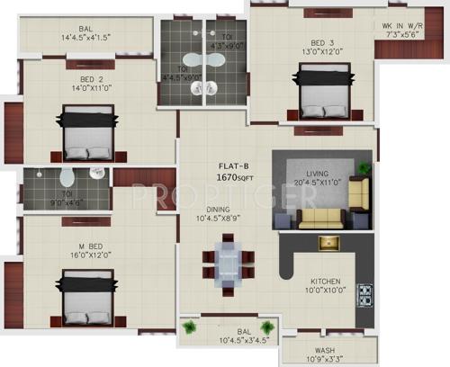 India Aashirwad (3BHK+3T (1,670 sq ft) 1670 sq ft)