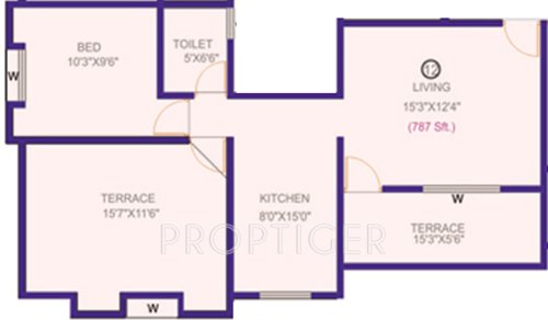 787 Sq Ft 1 Bhk Floor Plan Image Hamy Prime Heritage Available