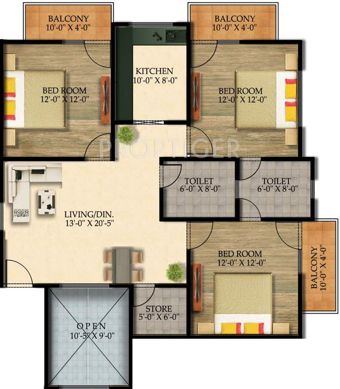 Shree Om Balaji Tower (3BHK+2T (1,336 sq ft) 1336 sq ft)