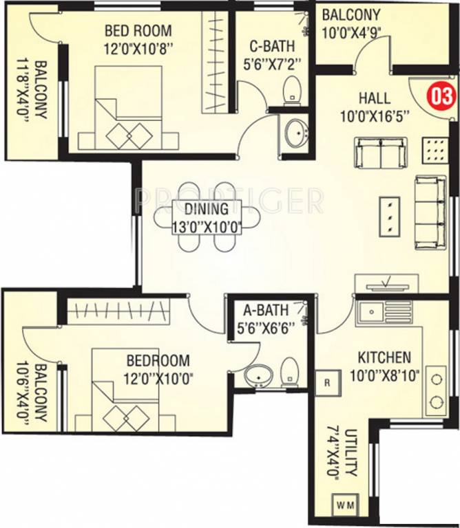 JPS Chirag (2BHK+2T (1,391 sq ft) 1391 sq ft)