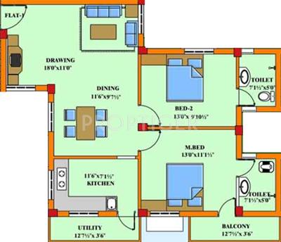 Indira Splendor (2BHK+2T (1,130 sq ft) 1130 sq ft)