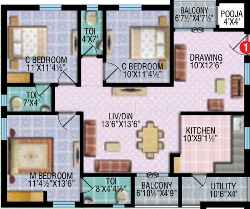  1500  sq  ft  3 BHK  Floor  Plan  3BHK  3T 1500  sq  ft  Image 