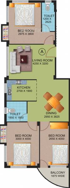 Roytech Group Ultra Floor Plan (3BHK+2T)