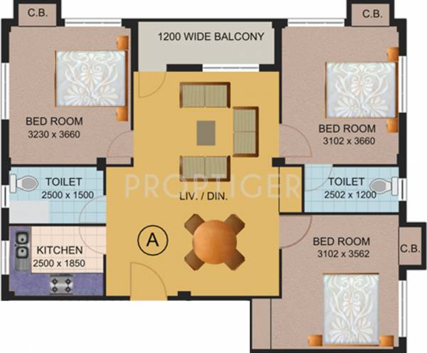Roytech Signature (3BHK+3T (1,200 sq ft) 1200 sq ft)