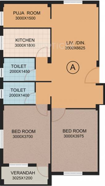 Roytech Landmark (2BHK+2T (950 sq ft) + Pooja Room 950 sq ft)