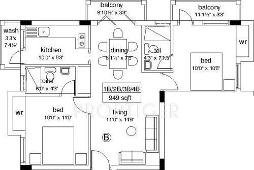 India The Latite Lane (2BHK+2T (949 sq ft) 949 sq ft)