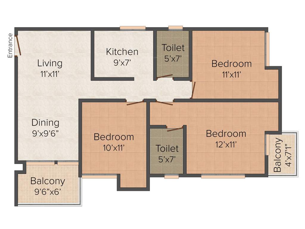 Agrim Vista (3BHK+2T (1,210 sq ft) 1210 sq ft)