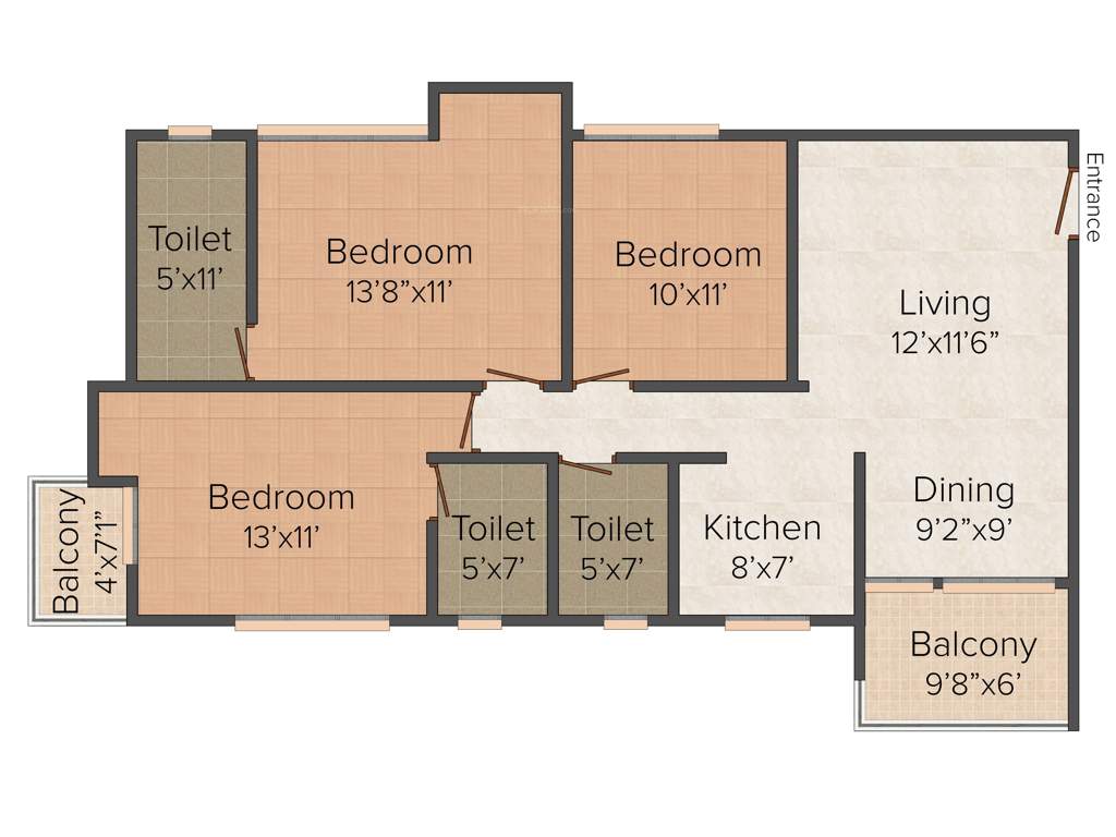 Agrim Vista (3BHK+3T (1,345 sq ft) 1345 sq ft)