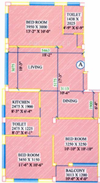 Roytech Group Deluxe Floor Plan (3BHK+2T)