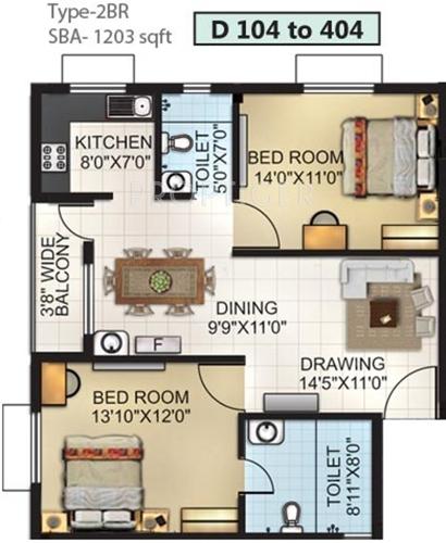 Sri Chakradhar Mansion (2BHK+2T (1,203 sq ft) 1203 sq ft)