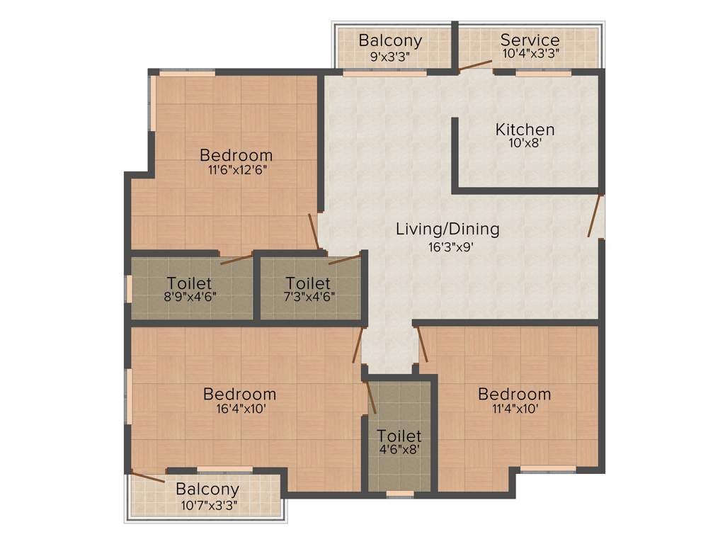 Mahalakshmi Chandrasekar Avenue (3BHK+3T (1,411 sq ft) 1411 sq ft)