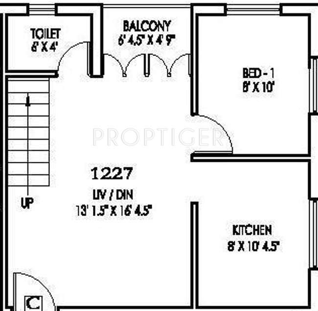 Mahalakshmi Manappakkam Floor Plan (3BHK+3T (1,227 sq ft) 1227 sq ft)