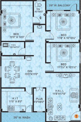 SumaShaila Anish Residency (3BHK+2T (1,455 sq ft)   Pooja Room 1455 sq ft)