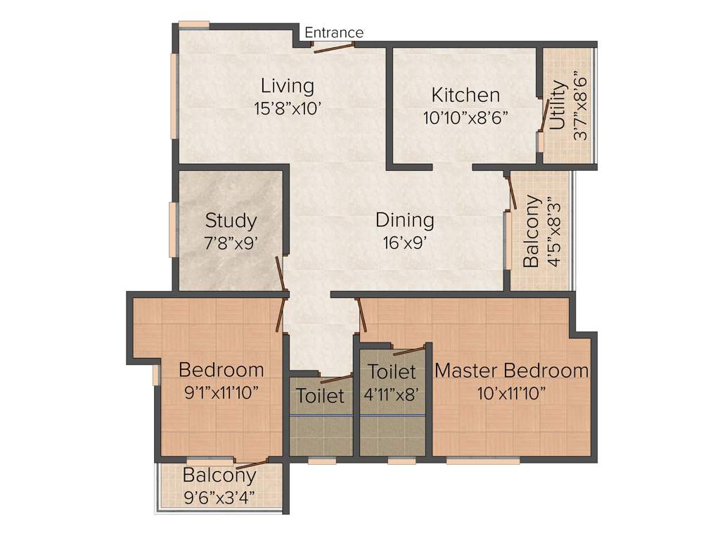 Jaag Ankit (2BHK+2T (1,306 sq ft)   Study Room 1306 sq ft)