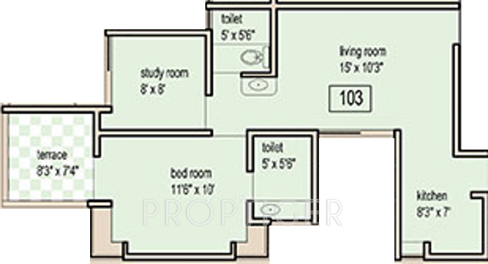 Krish The Pavillion (1BHK+2T (823 sq ft) Study Room 823 sq ft) Krish The Pavillion (1BHK+2T (823 sq ft) Study Room 823 sq ft)