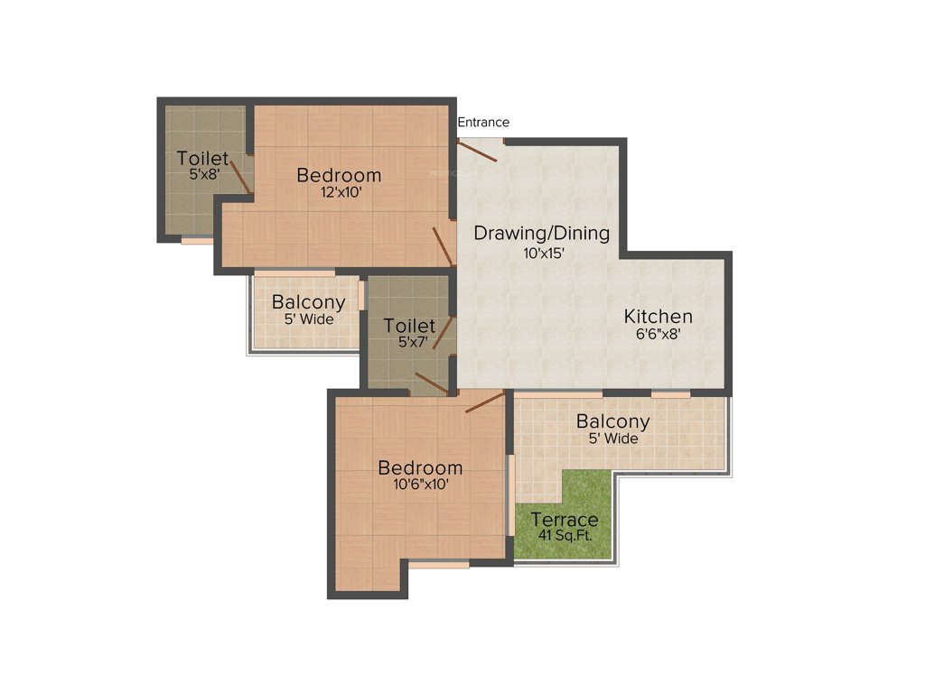 Amrapali Courtyard (2BHK+2T (885 sq ft) 885 sq ft)