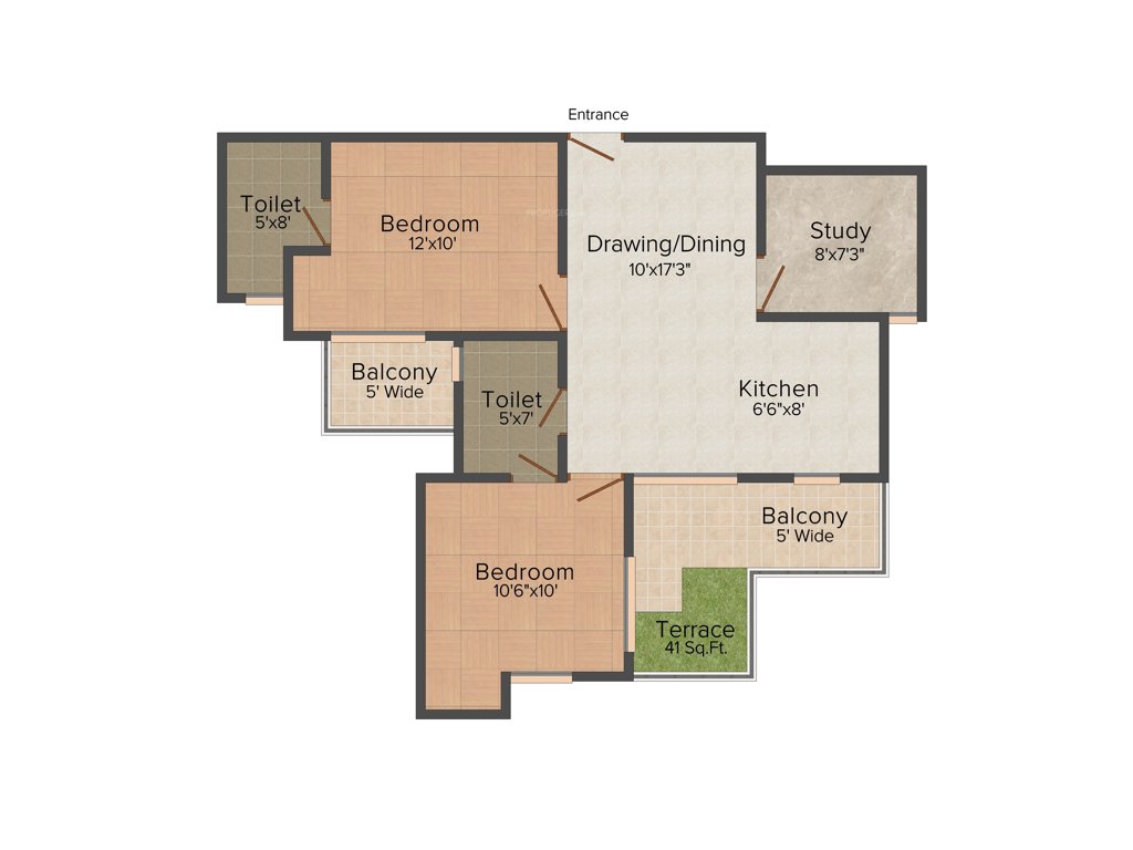 Amrapali Courtyard (2BHK+2T (990 sq ft) Study Room 990 sq ft)