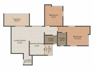 Paramount Altissimo (2BHK+2T (1,041 sq ft) 1041 sq ft)