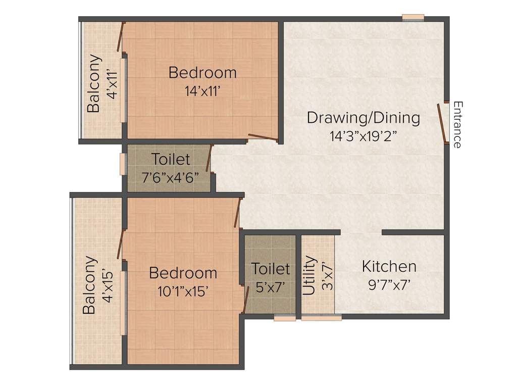 Shyam Ambika (2BHK+2T (1,243 sq ft) 1243 sq ft)