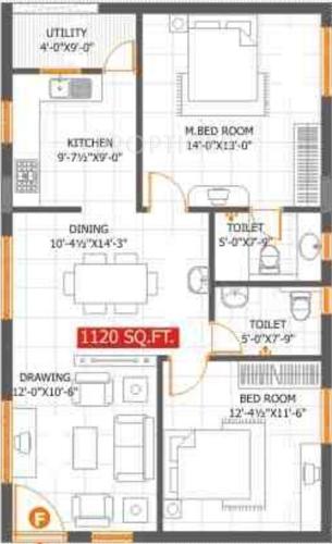 SumaShaila Mari Gold (2BHK+2T (1,120 sq ft) 1120 sq ft)