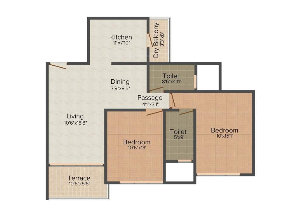 Kohinoor City (2BHK+2T (1,267 sq ft) 1267 sq ft)