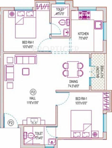 Lakshmi Chandrasekharan Nagar (2BHK+2T (838 sq ft) 838 sq ft)