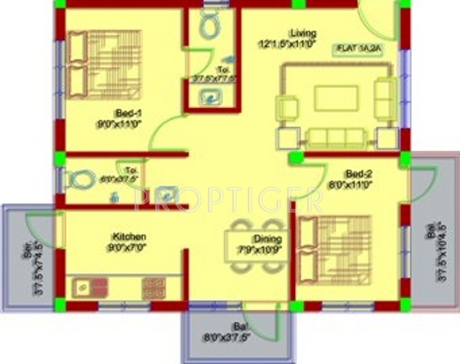 Amman Srishti (2BHK+2T (934 sq ft) 934 sq ft)