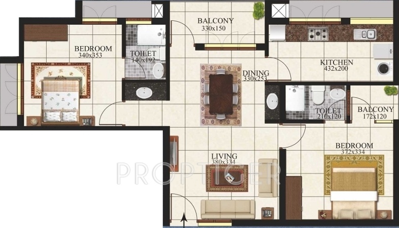 Samson Blue Diamond (2BHK+2T (1,130 sq ft) 1130 sq ft)