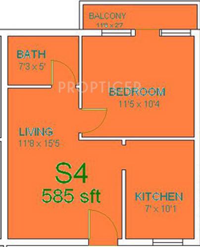 Amman Moongi Bala Homes Phase 2 (1BHK+1T (585 sq ft) 585 sq ft)