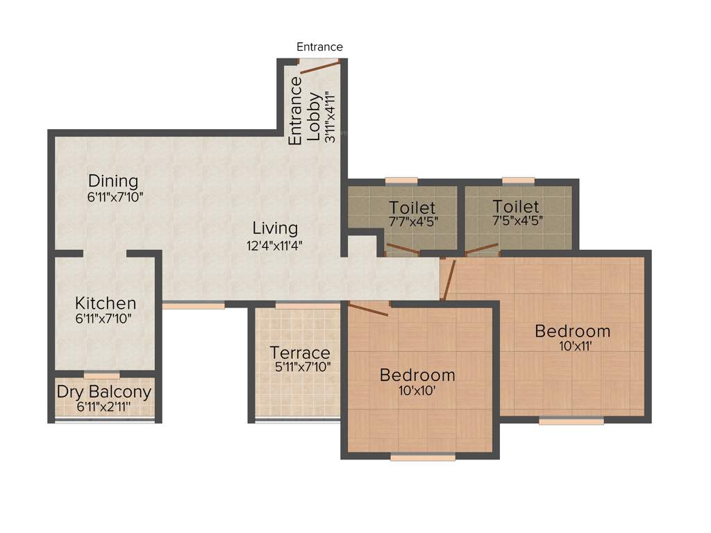 Pinnacle Neelanchal (2BHK+2T (887 sq ft) 887 sq ft)