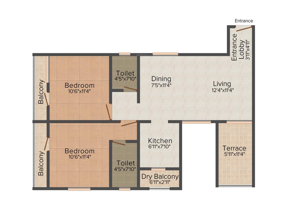 Pinnacle Neelanchal (2BHK+2T (1,065 sq ft) 1065 sq ft)