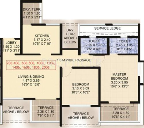 Bhandari 7 Plumeria Drive (2BHK+2T (1,057 sq ft) 1057 sq ft)