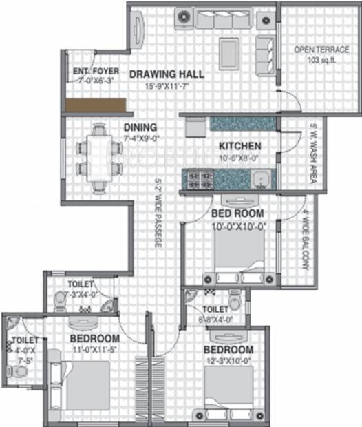 Barde Shiv Residency 3 (3BHK+3T (1,386 sq ft) 1386 sq ft)