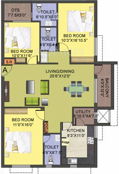 Smart Gloriosa Tower (3BHK+3T (1,386 sq ft) + Pooja Room 1386 sq ft)