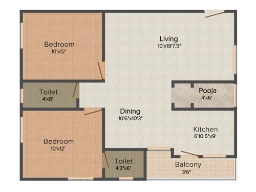 SpaceVision Ramya Heights (2BHK+2T (1,126 sq ft) + Pooja Room 1126 sq ft)