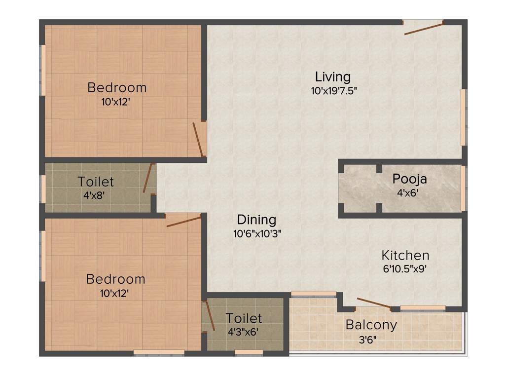 SpaceVision Ramya Heights (2BHK+2T (1,126 sq ft) + Pooja Room 1126 sq ft)