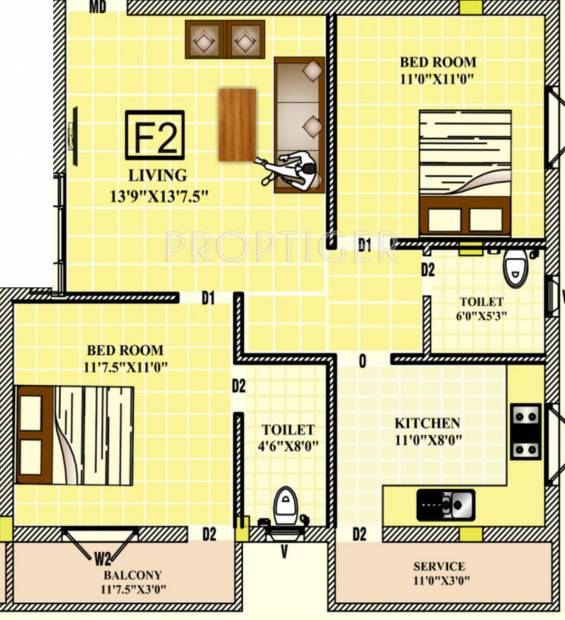 Prudential Arcade (2BHK+2T (900 sq ft) 900 sq ft)